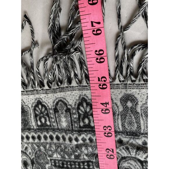 Old Money100% Cashmere Made In Scotland Wrap Mixed Grays Paisley Fringe Scarf - Picture 7 of 8